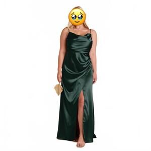Birdy Grey Lydia Bridesmaid Dress Shiny Satin Emerald | Size XL (10-12)